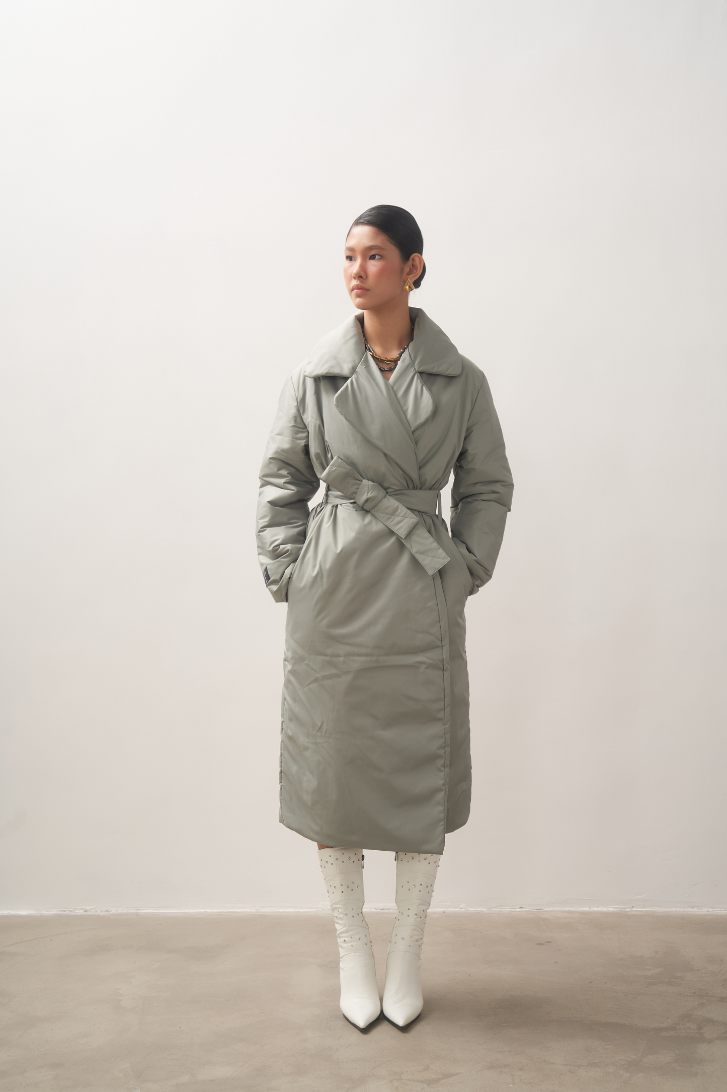 ELLE coat long in sage
