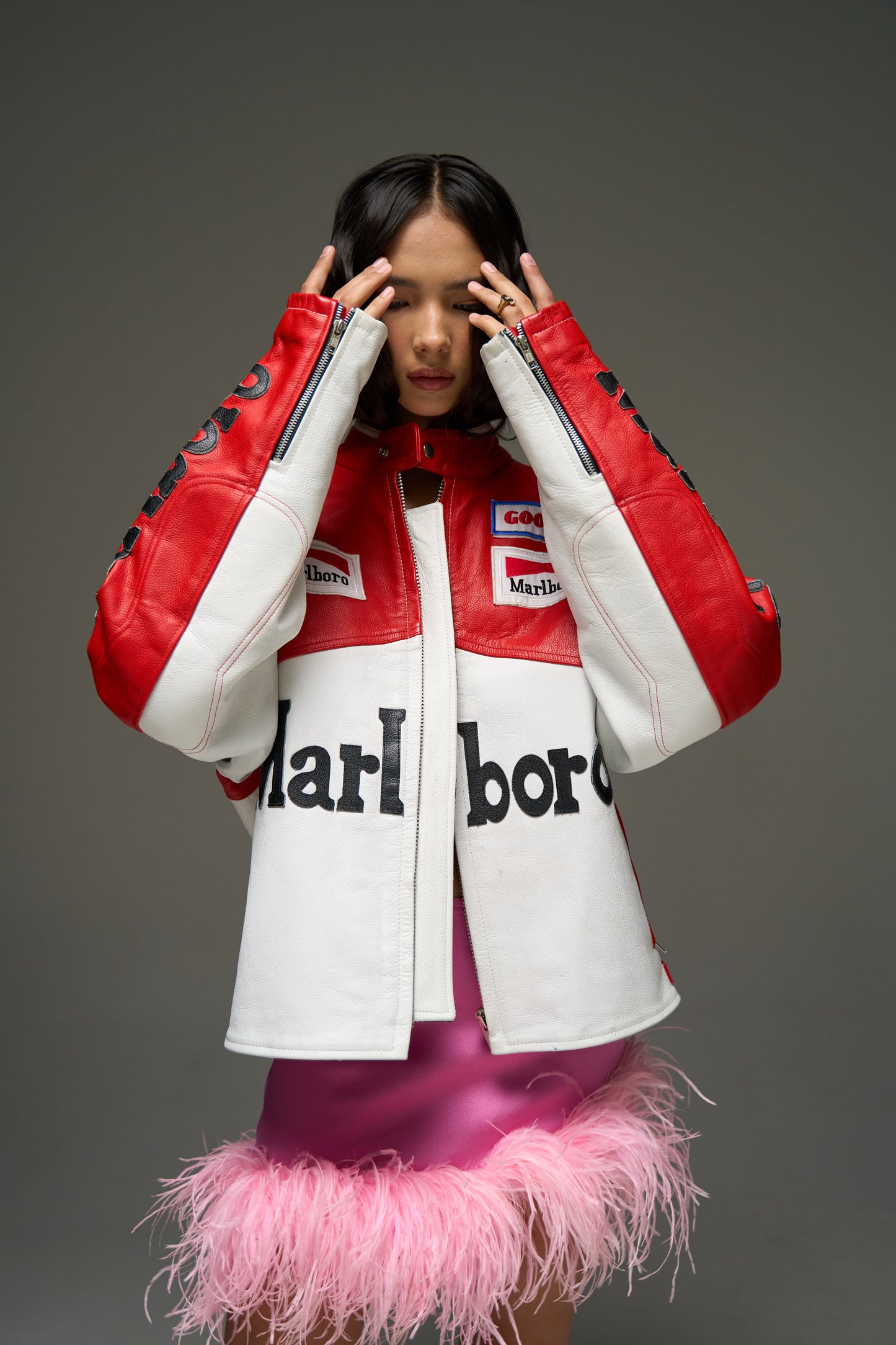 Vintage Marlboro Leather Moto Jacket