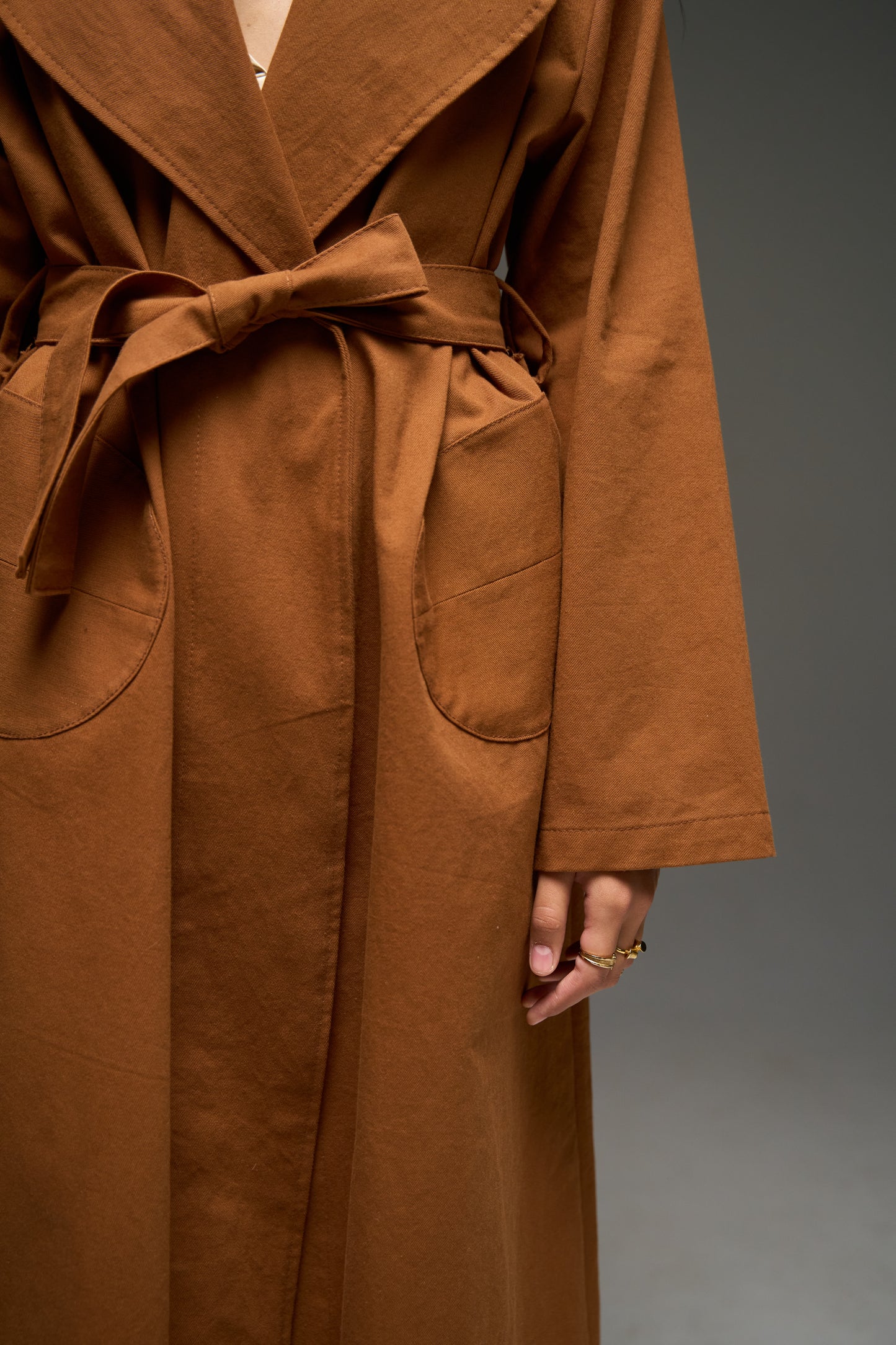 NAU trench coat in caramel