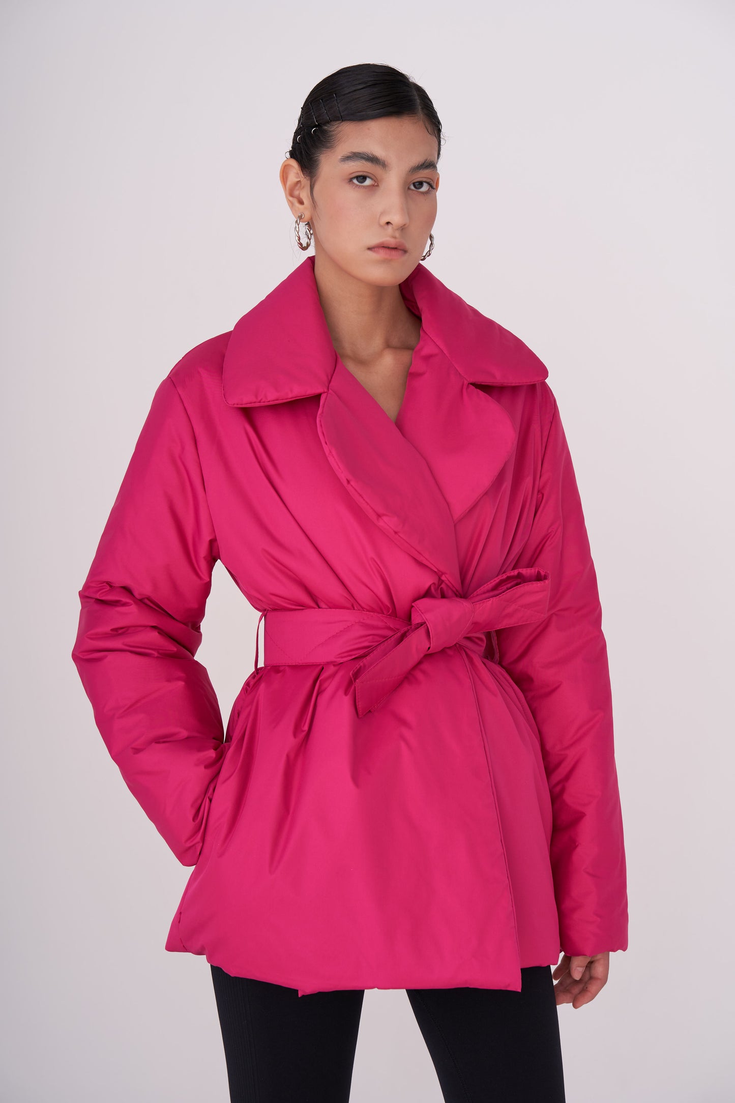 ELLE coat short in fuchsia