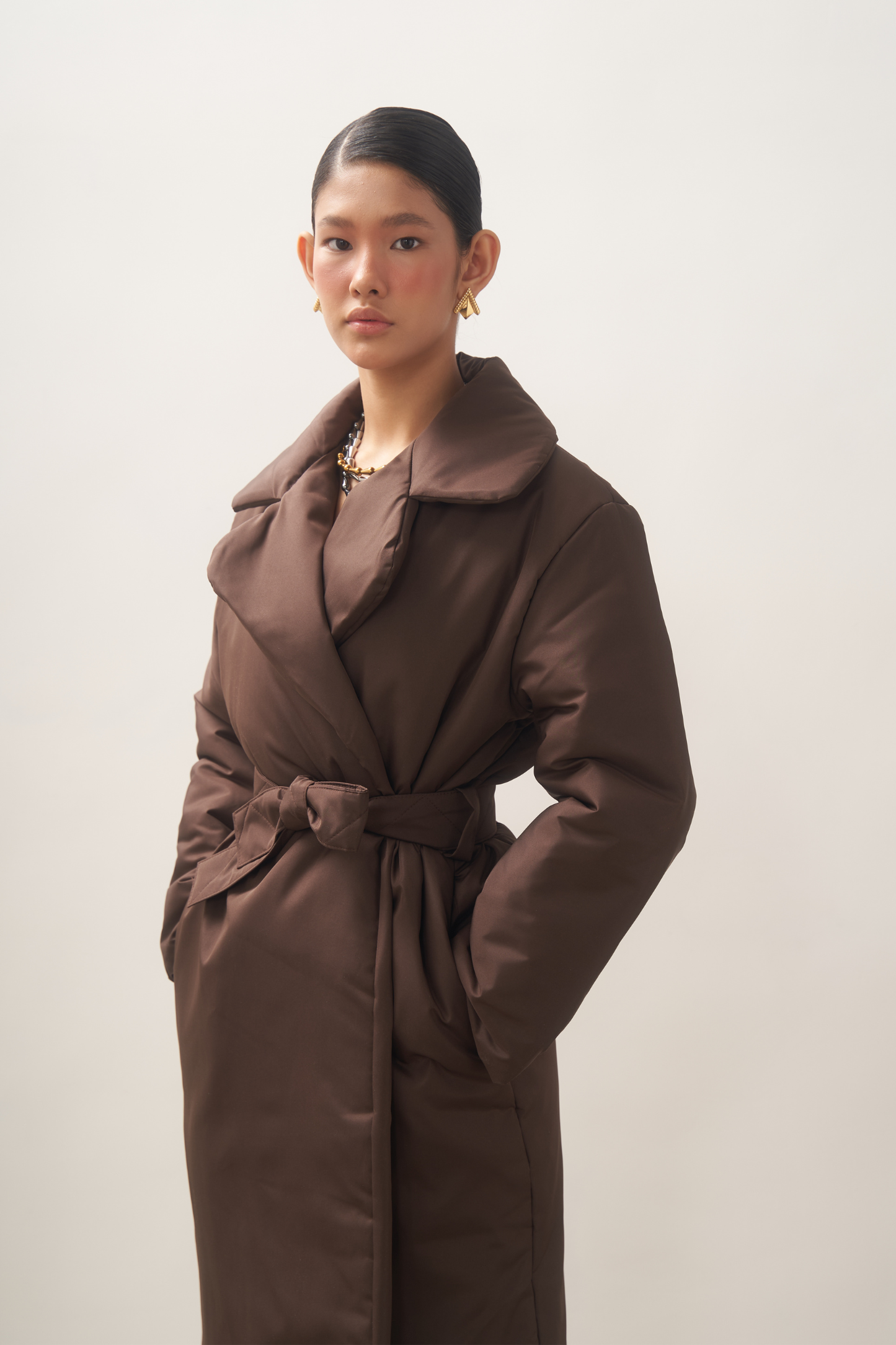 ELLE coat long in chocolate