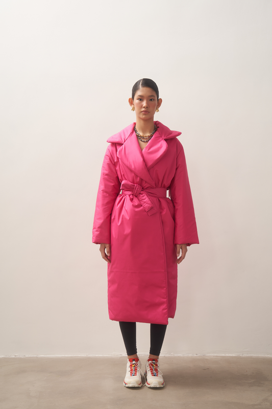 ELLE coat long in fuchsia