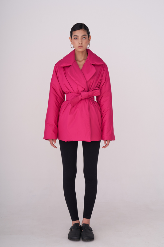 ELLE coat short in fuchsia