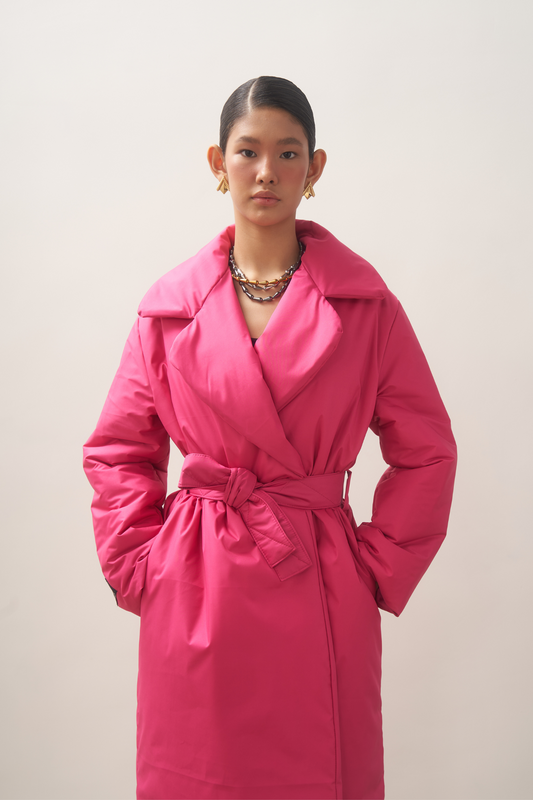 ELLE coat long in fuchsia