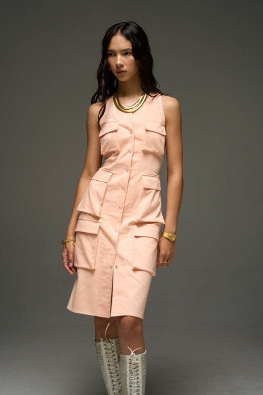 Multi-pocket cargo dress