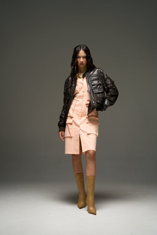 AW04 Dolce & Gabbana Army Multi-Pocket Leather Jacket