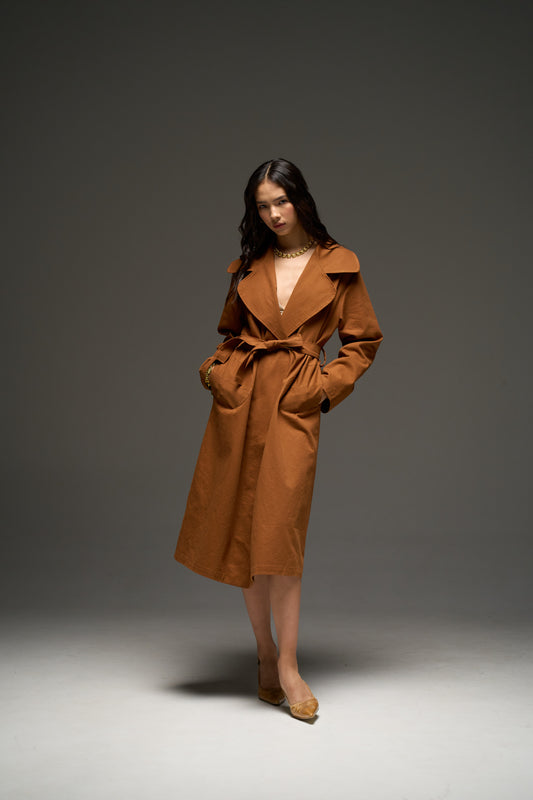 NAU trench coat in caramel