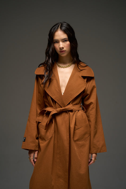 NAU trench coat in caramel