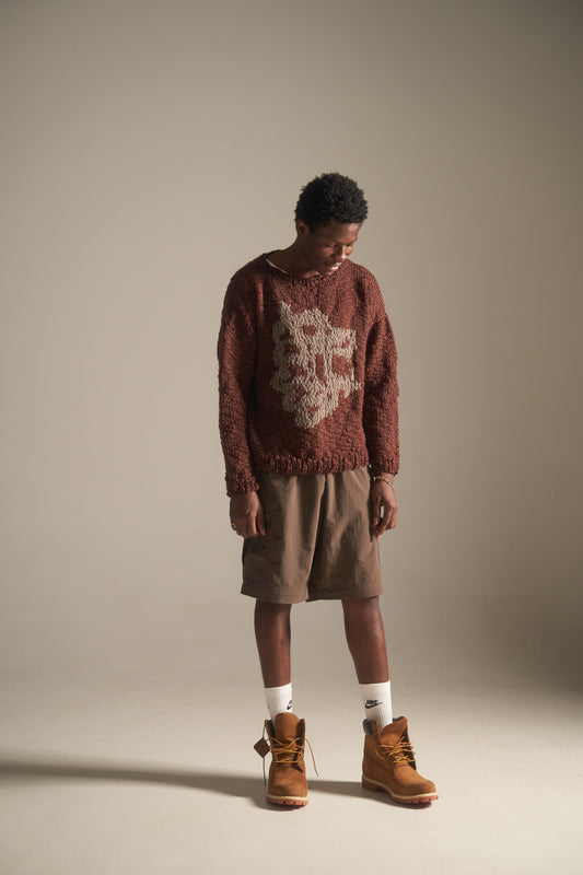 Lion Head Pullover in brown