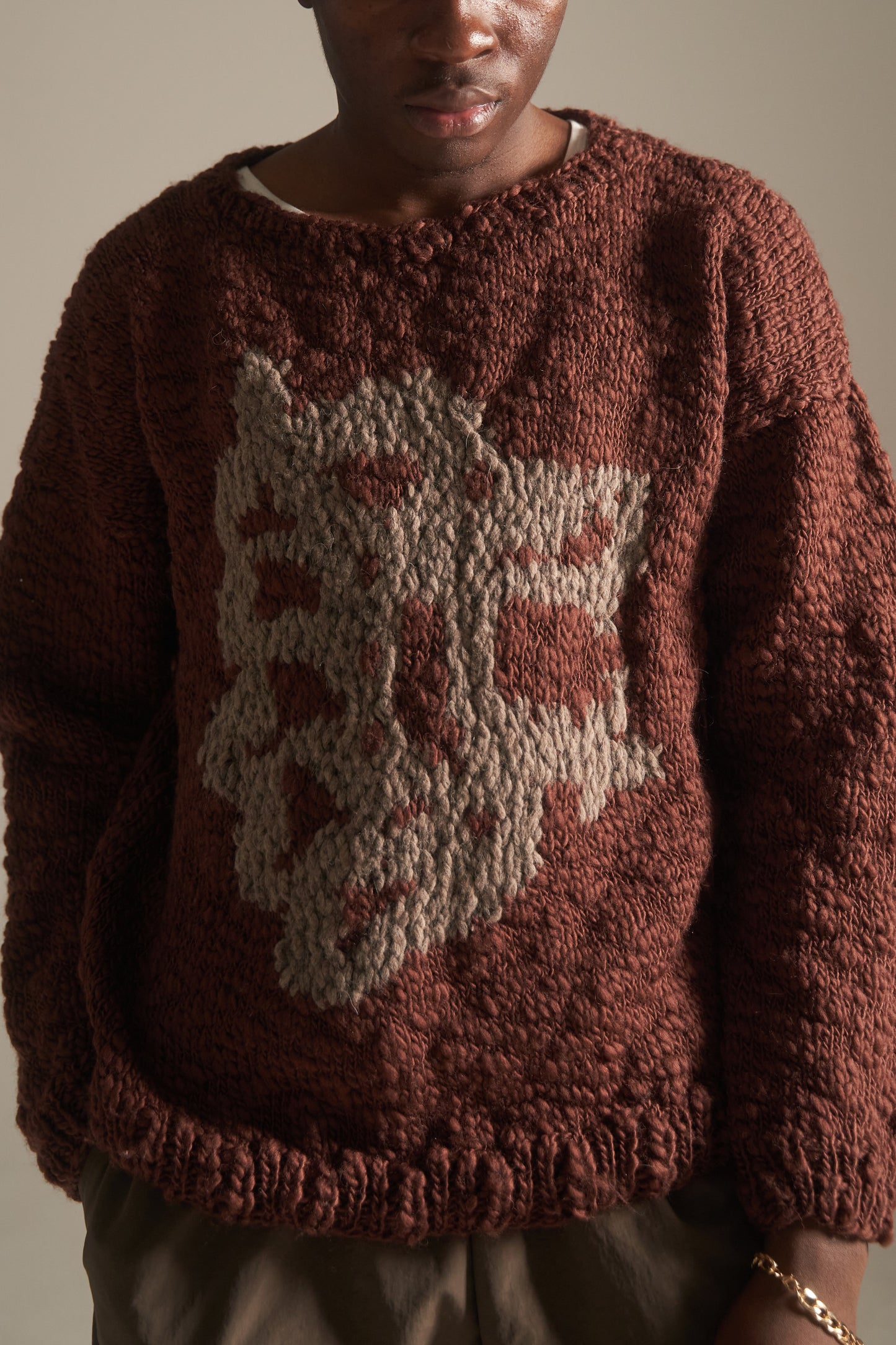 Lion Head Pullover in brown