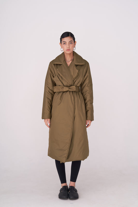 ELLE coat long in khaki