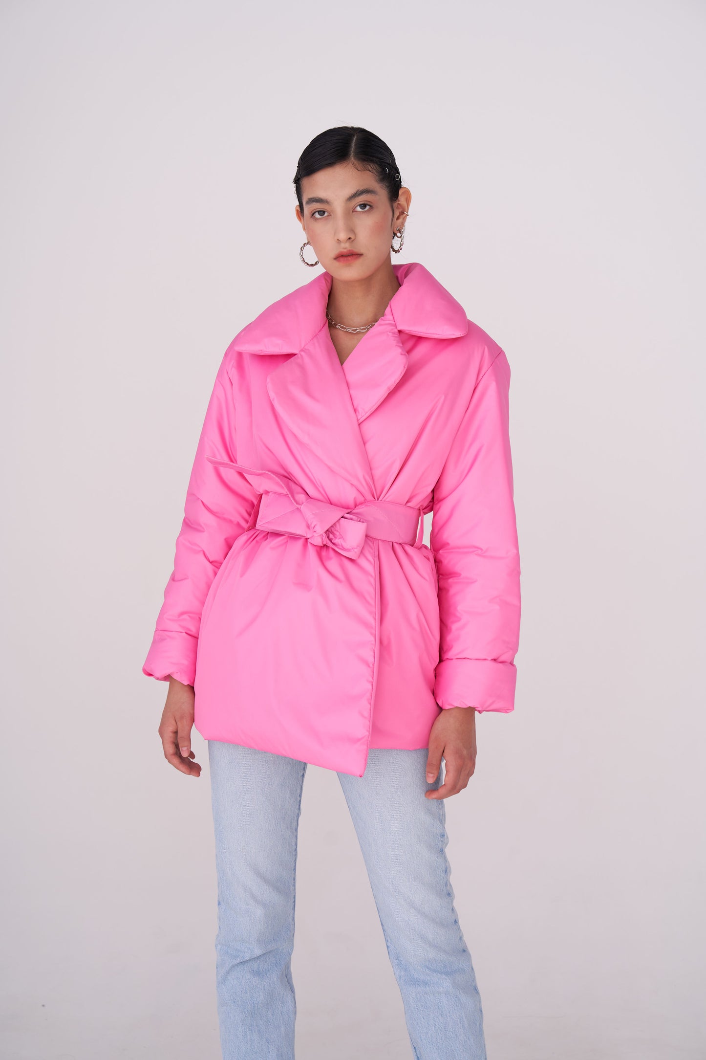 ELLE coat short in Barbie pink