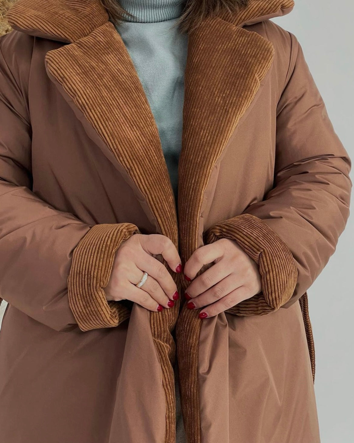 ELLE coat short REVERSIBLE in caramel