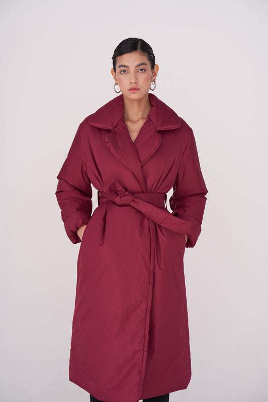 ELLE coat long in bordo