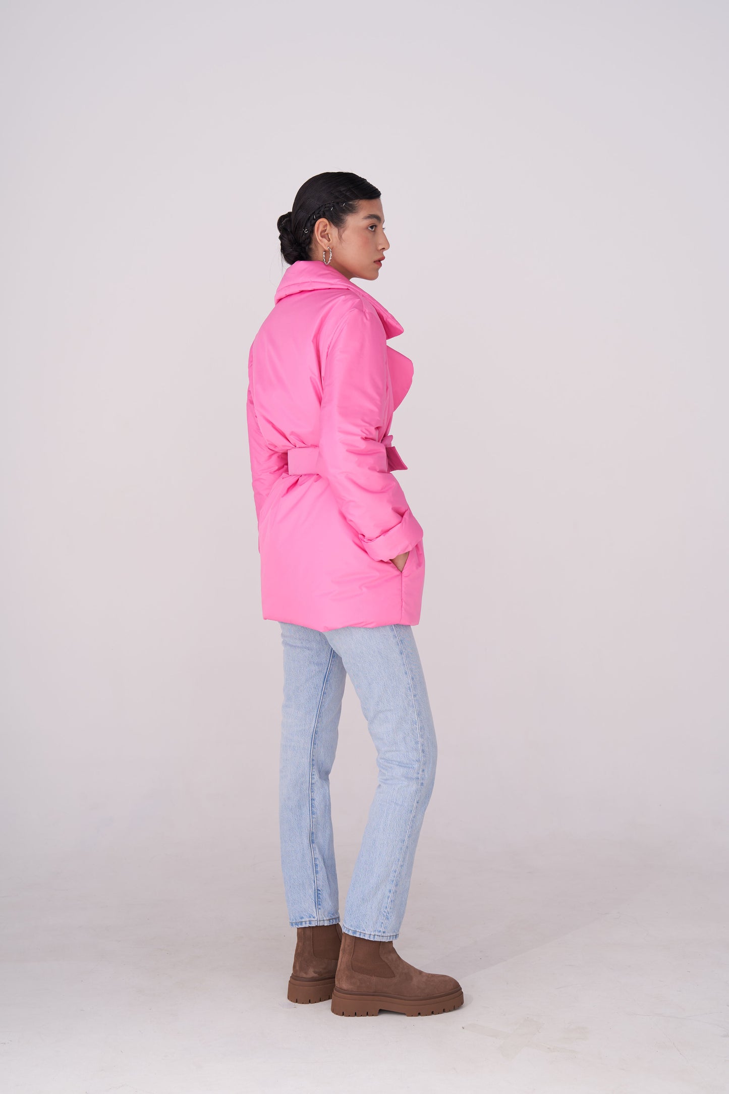 ELLE coat short in Barbie pink