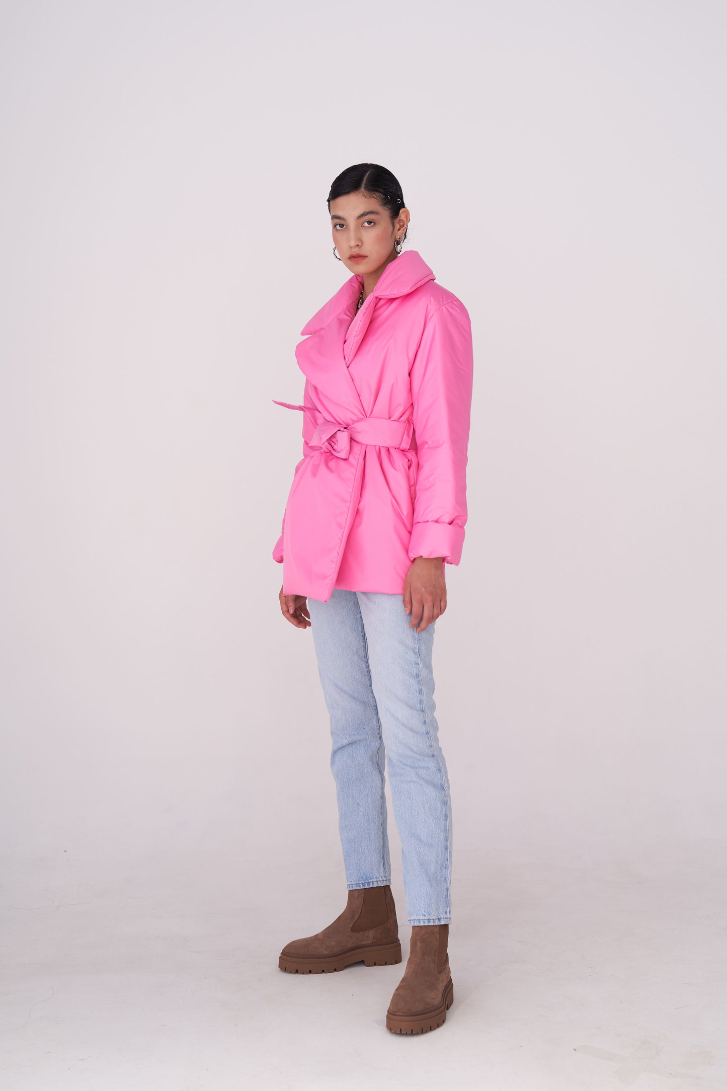 ELLE coat short in Barbie pink