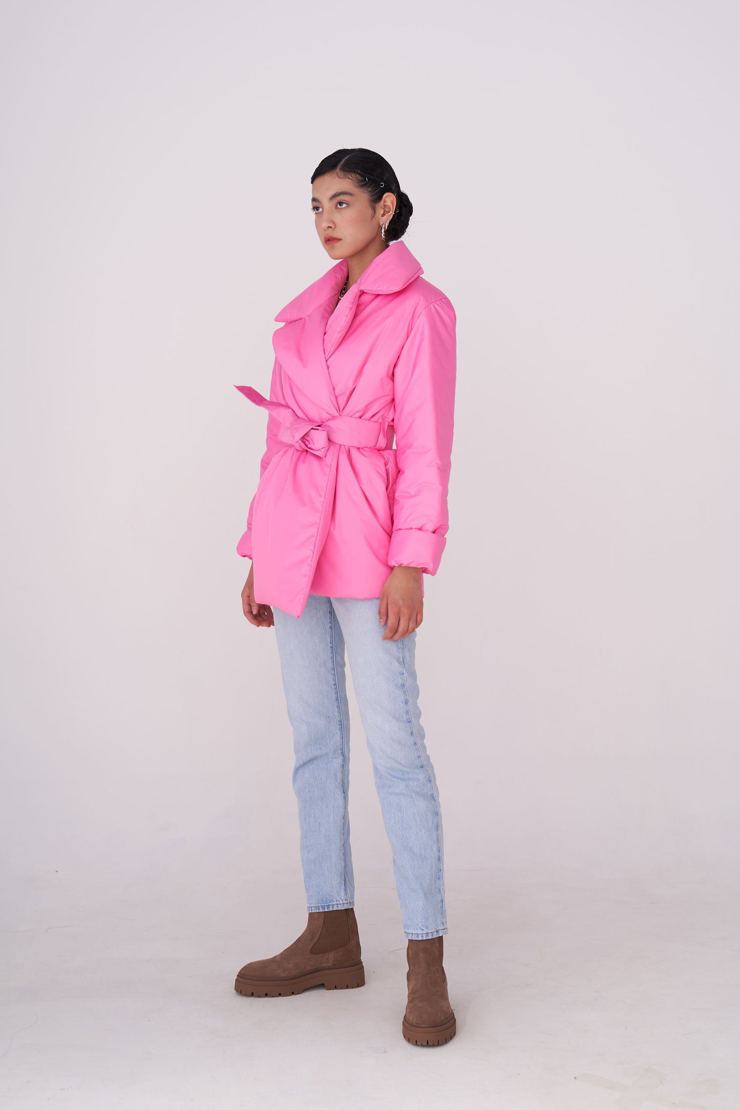 ELLE coat short in Barbie pink