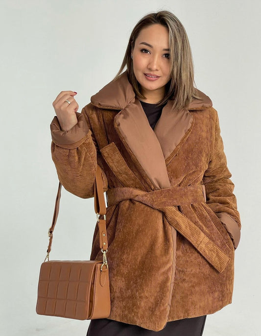 ELLE coat short REVERSIBLE in caramel