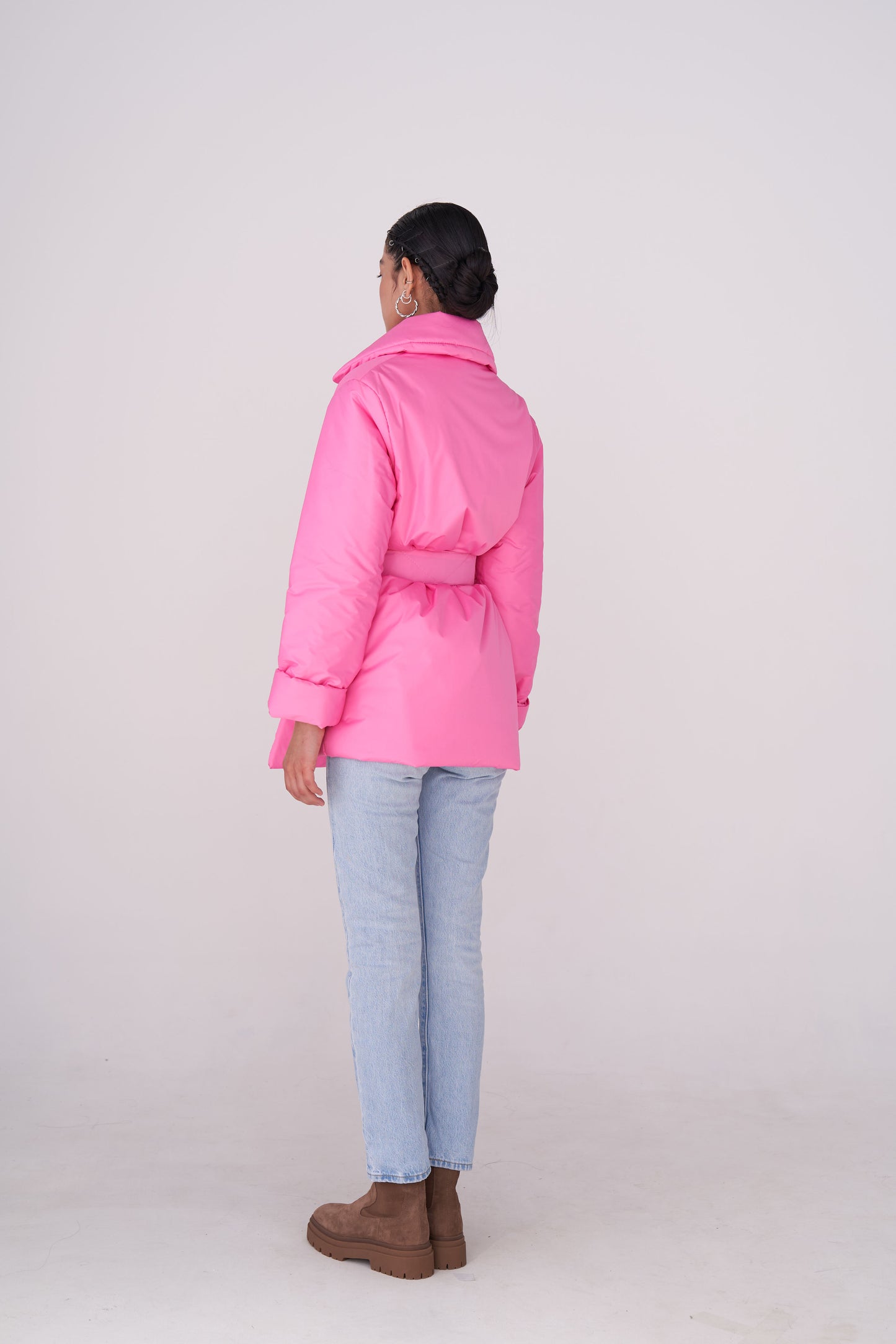 ELLE coat short in Barbie pink