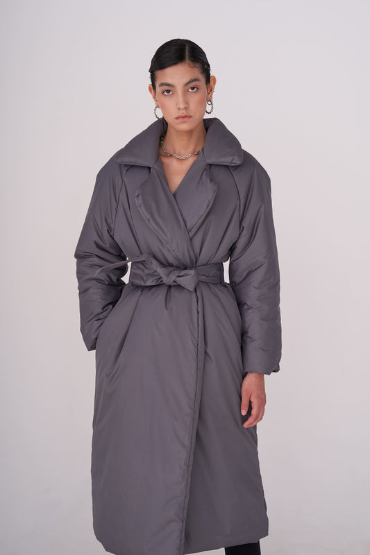 ELLE coat long in steel grey