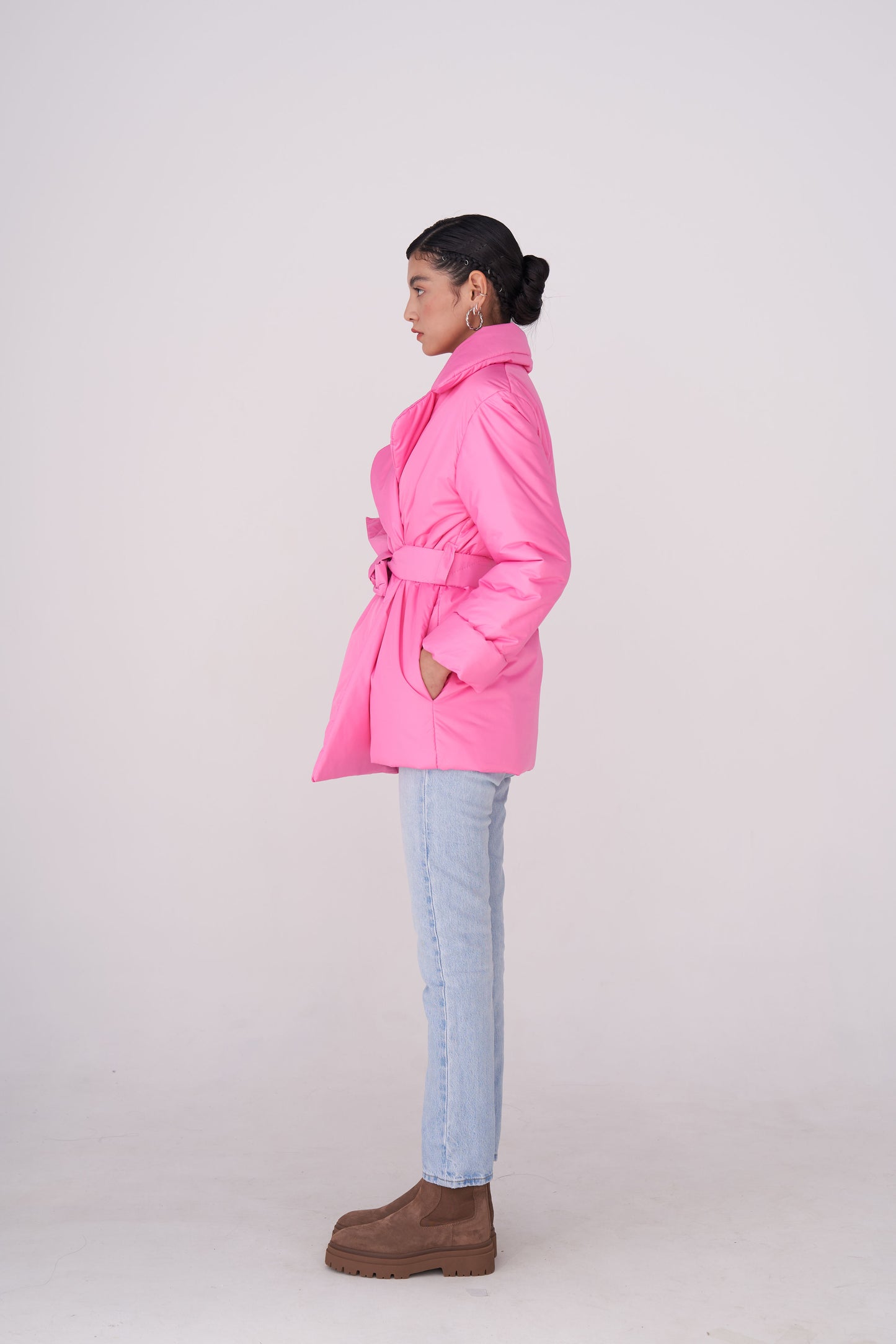 ELLE coat short in Barbie pink